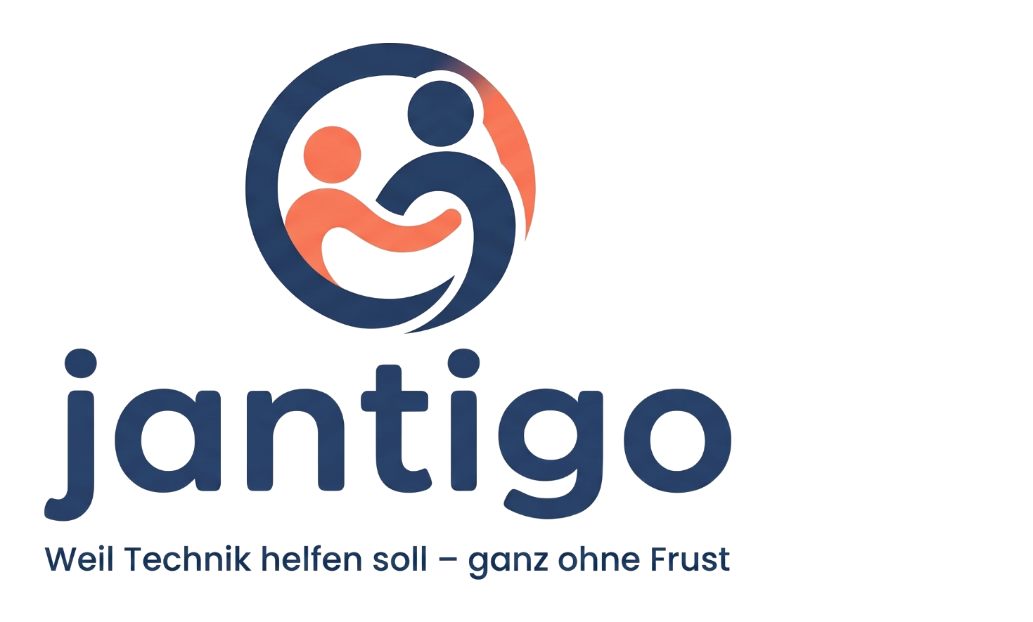 jantigo Logo mit Slogan: Weil Technik helfen soll, ganz ohne Frust